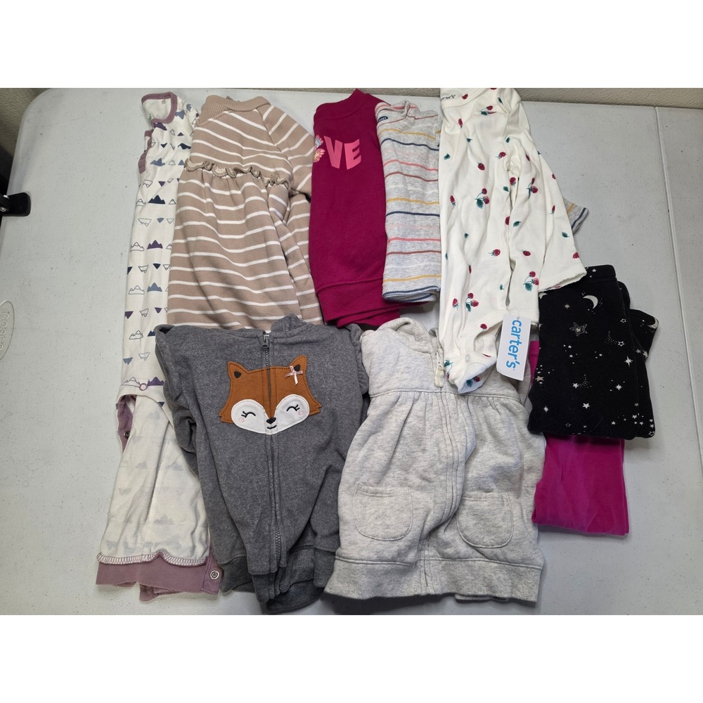 9pc Baby Girl Clothes Lot 24M Carters Old Navy Child of Mine Hoodie Leggings
